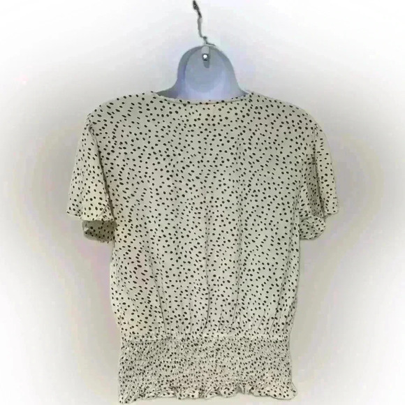 Japna cheetah Dot pattern Button Front smocked cinched waist large - Picture 3 of 6